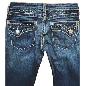 Key Closet KC Art Collection‎ Studded Embellished Denim Jeans Womens Size 27 NEW